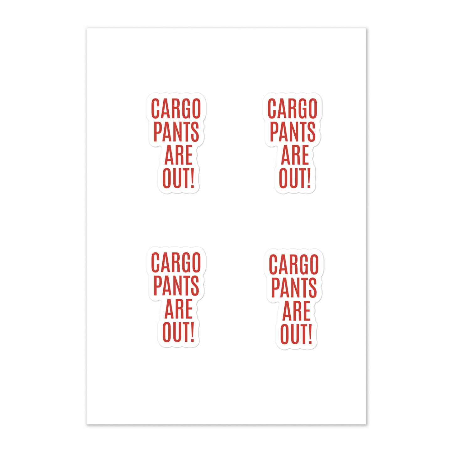 4 Sticker sheet CARGO PANTS ARE OUT! RED
