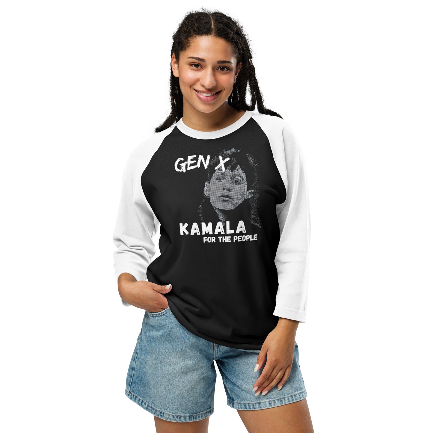 Kamala for President 3/4 sleeve Raglan Baseball Shirt