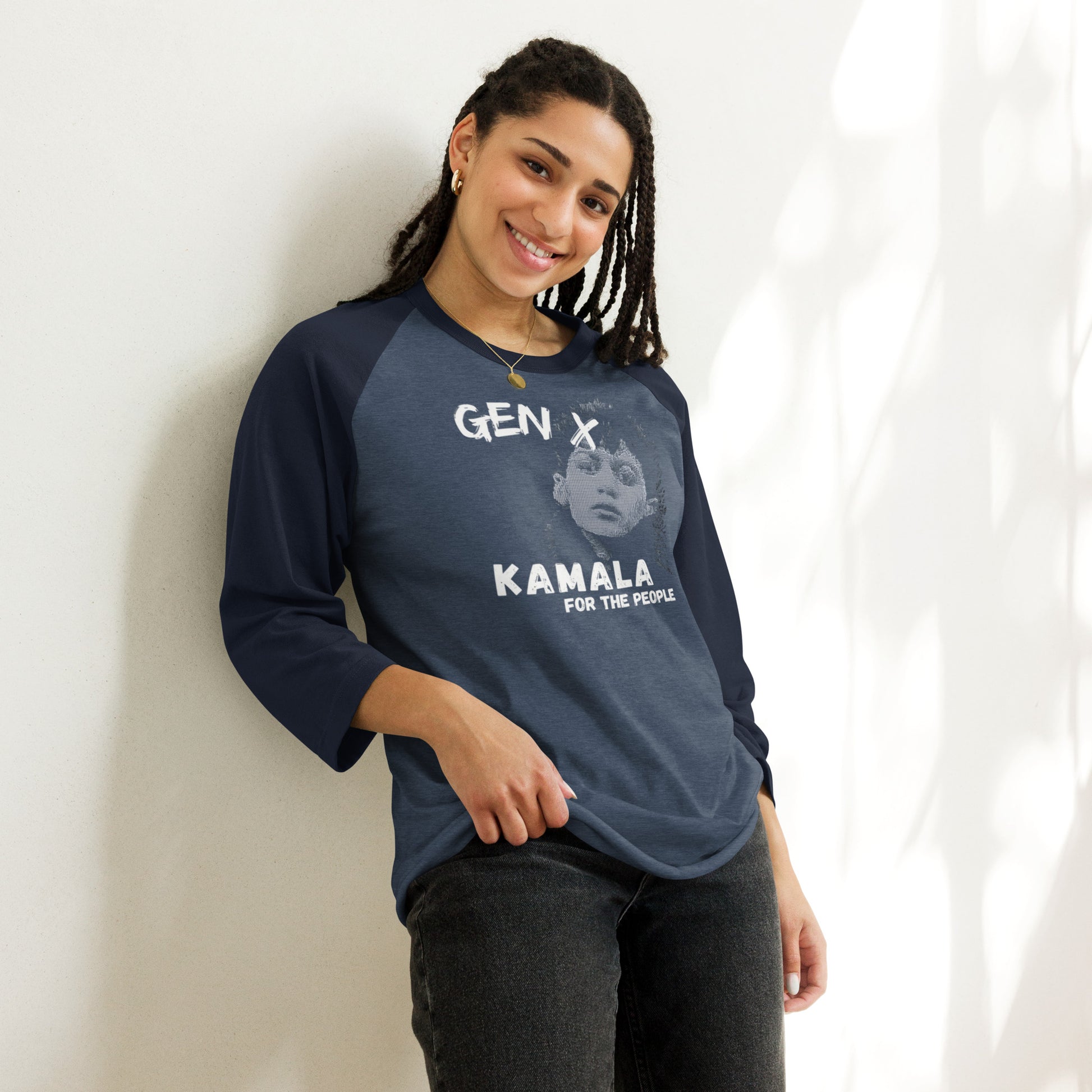 Kamala for President 3/4 sleeve Raglan Baseball Shirt