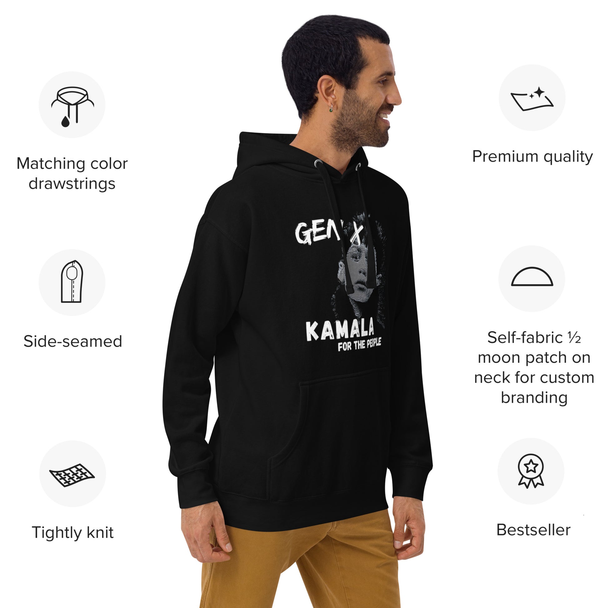 Kamala for President Hoodie Unisex Black-Brain Foo Designs